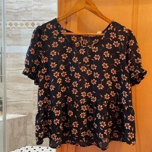 Floral Dark Blue Top